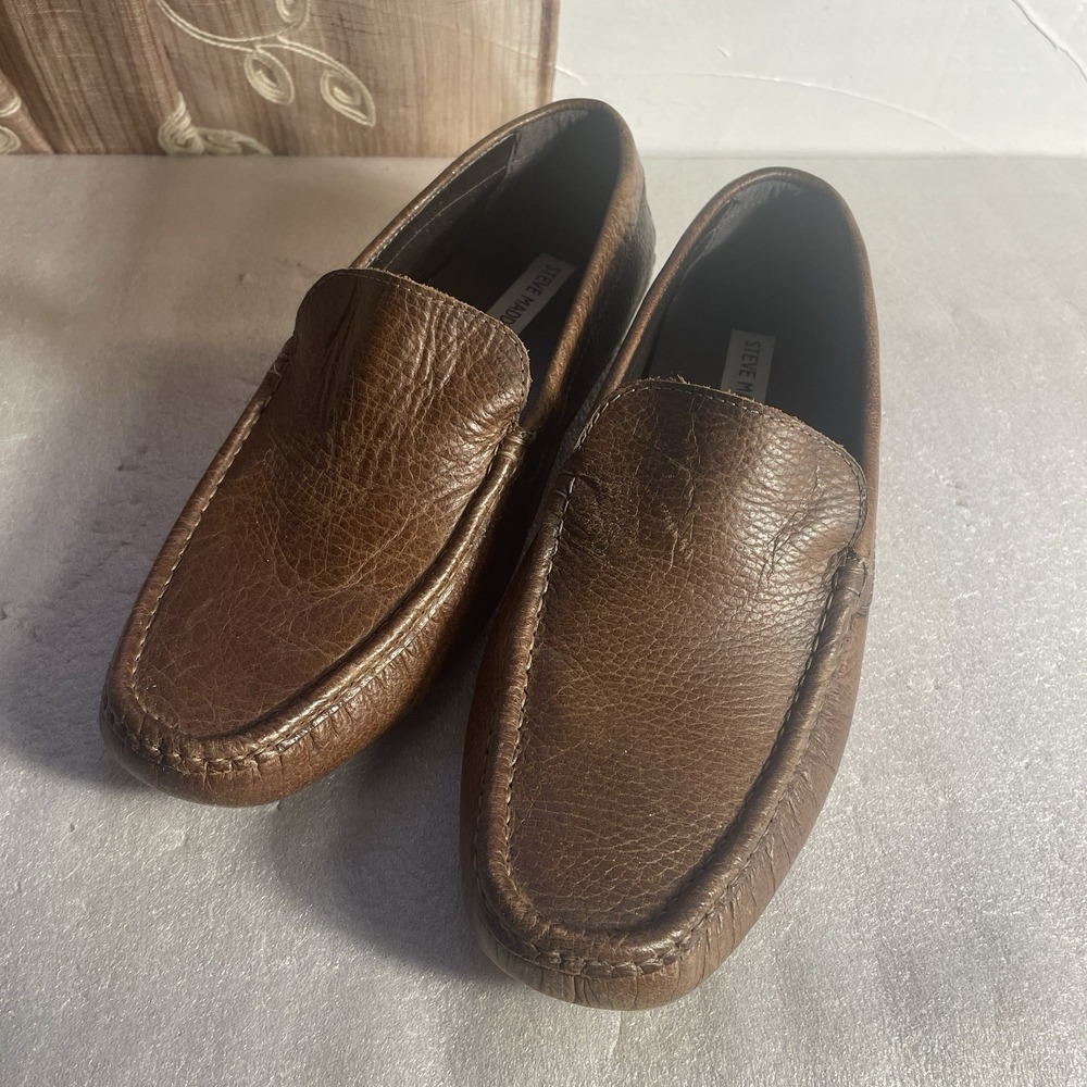 Steve Madden Loafers Men 8 Brown‎ Dillon Slip On Leather Upper Driving Moccasins